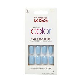 Kiss Salon Color Short Square Fake Nails, Glossy Solid Blue, 28 Count (Brand: KISS USA)