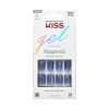 Kiss Gel Fantasy Magnetic Short Square Gel Nails, Glossy Medium Blue, 28 Count